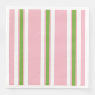 CHIC MODERN COOL GREEN/WHITE STRIPES ON PINK NAPKIN