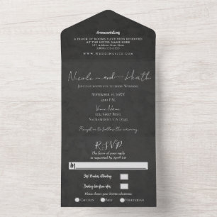 Chic Modern Dark Grey Texture Wedding Photo  All In One Invitation