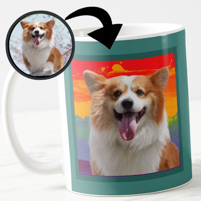 Chic Modern Dog Photo on Rainbow Background  Mug (Creator Uploaded)