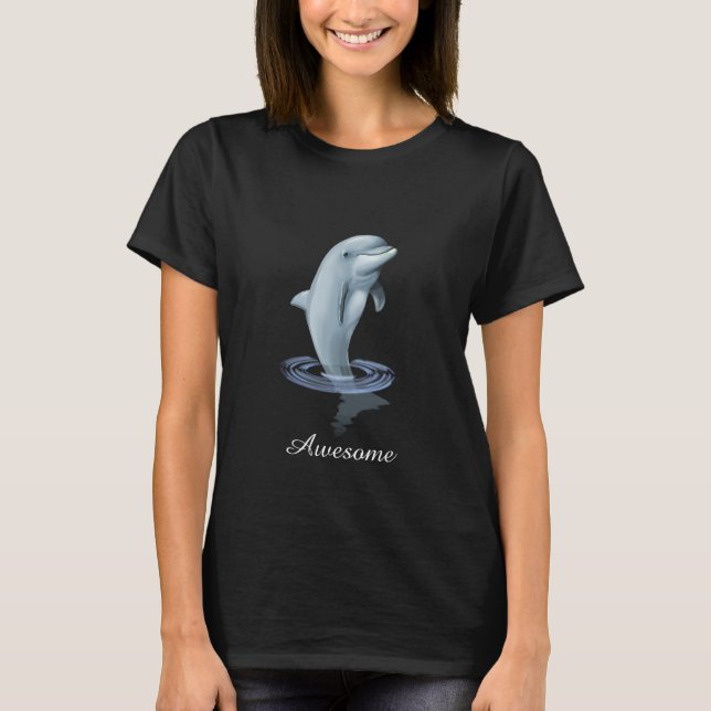 Chic Modern Dolphin & Script T-Shirt (Front)
