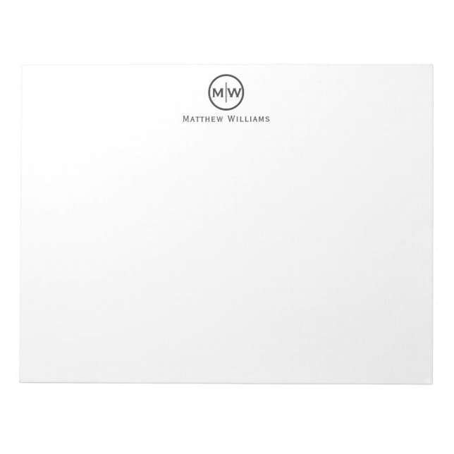 Chic Modern Elegant Black Circle Monogram Initial Notepad (Front)