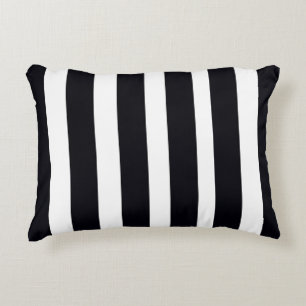 Chic Modern Elegant Classic Black & White Stripes Accent Pillow