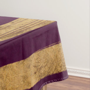 Chic Modern Faux Gold Brushstrokes on Purple Tablecloth