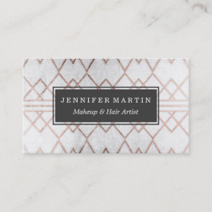 Chic Modern Faux Rose Gold Geometric Triangles Business Card