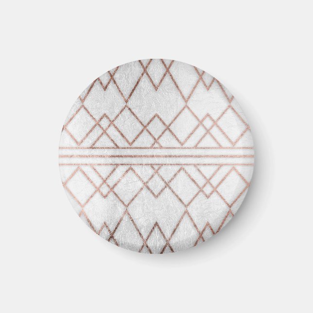 Chic Modern Faux Rose Gold Geometric Triangles Magnet (Front)