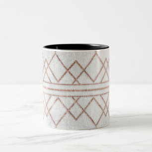 Chic Modern Faux Rose Gold Geometric Triangles Two-Tone Coffee Mug