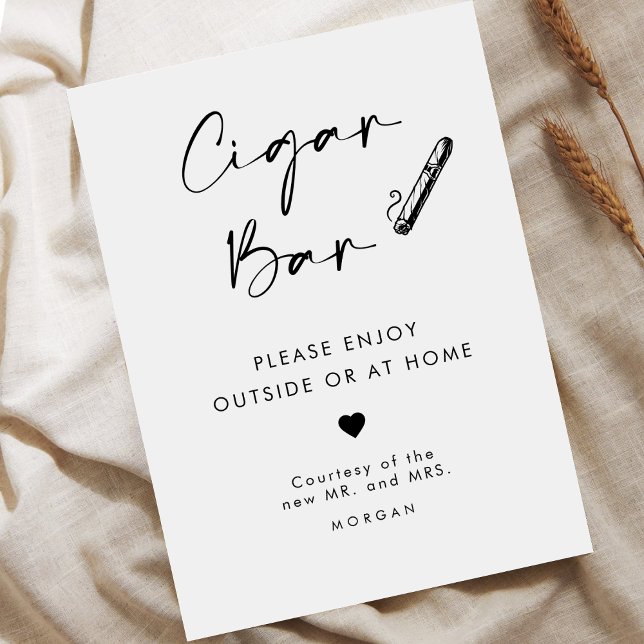 Chic Modern Favour Cigar Bar Wedding Sign (Creator Uploaded)