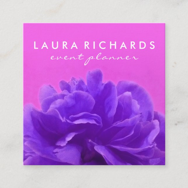 Chic Modern Floral Square Business Card (Front)