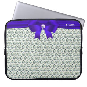 Chic modern & glitter diamonds on silver Laptop Laptop Sleeve