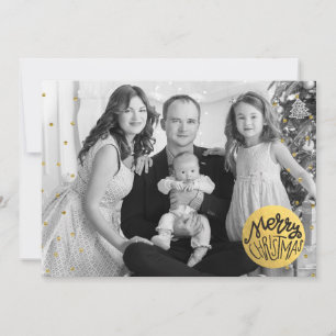 Chic Modern Gold Foil Merry Christmas Photo Holiday Card