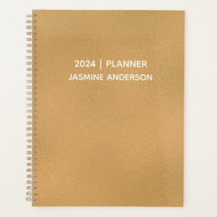 Chic Modern Gold White 2024 Weekly Monthly Planner