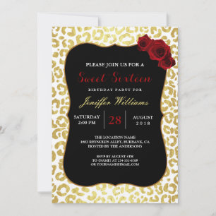 Chic Modern Gold White Leopard Jaguar Cheetah      Invitation