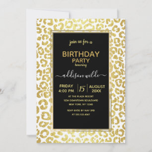 Chic Modern Gold White Leopard Jaguar Cheetah      Invitation