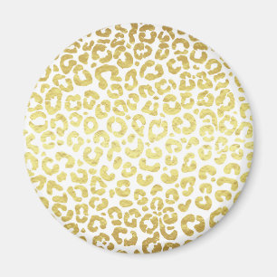 Chic Modern Gold White Leopard Jaguar Cheetah Magnet