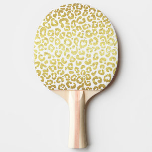 Chic Modern Gold White Leopard Jaguar Cheetah Ping Pong Paddle