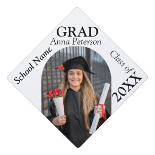 Chic Modern Graduate Arch Photo Graduation Cap Topper
