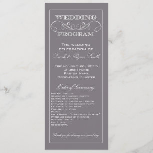 Chic Modern Grey Swirl Wedding Program