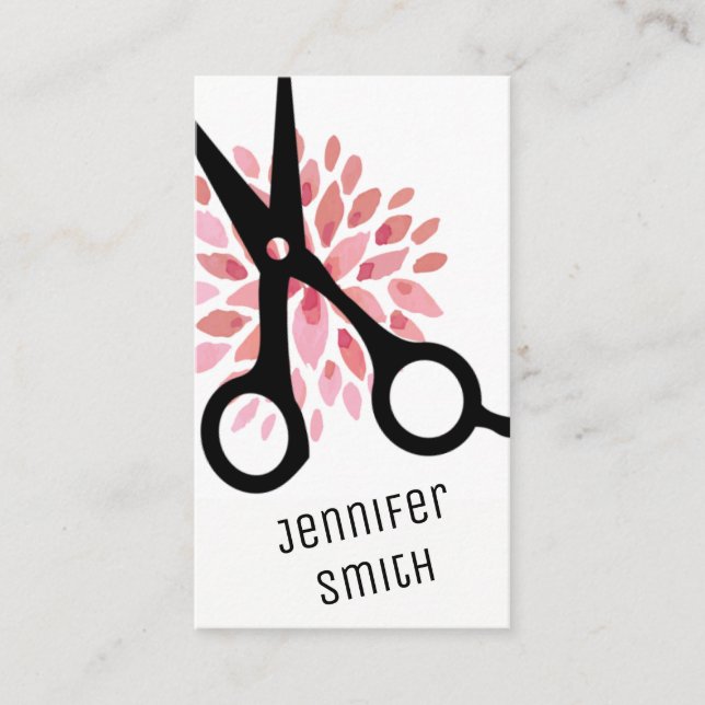 chic modern hairstylist hair stylist pink floral appointment card (Front)