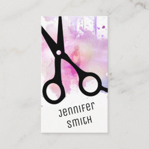 chic modern hairstylist hair stylist pink scissors appointment card
