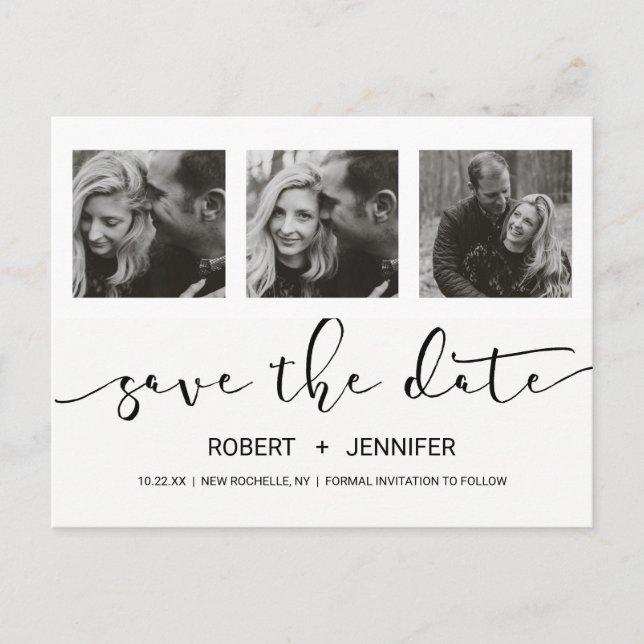 Chic modern  Hand Lettered Save The Date Photo Announcement Postcard (Front)