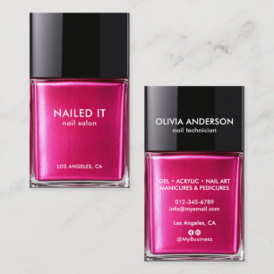 Chic Modern Hot Pink Nail Polish Bottle Nail Salon Business Card