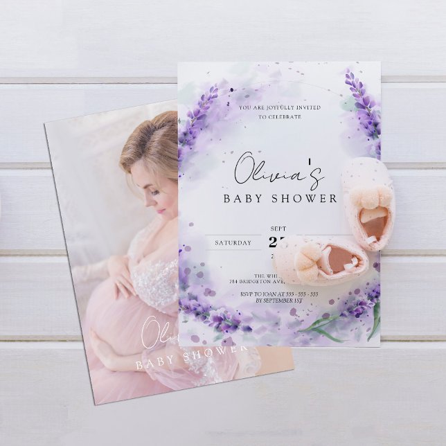 Chic Modern Lavender Photo Baby Shower Invitation (Creator Uploaded)