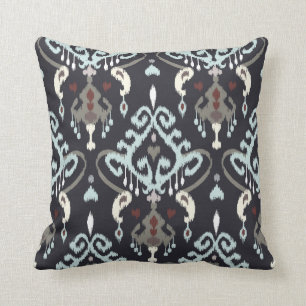 Chic modern light blue black ikat tribal pattern throw pillow