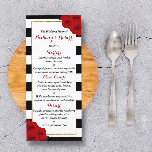 Chic Modern Luxe Red Roses Wedding Menu