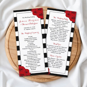 Chic Modern Luxe Red Roses Wedding Program
