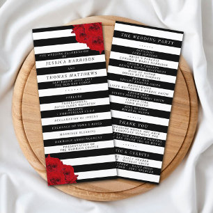 Chic Modern Luxe Red Roses Wedding Program