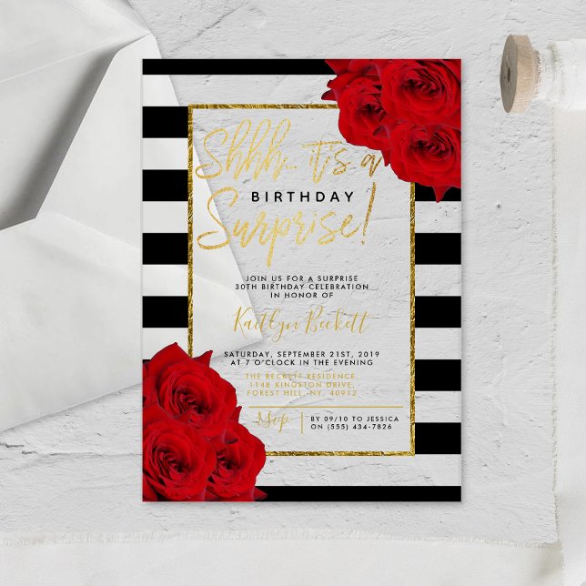 Chic Modern Luxe Shhh... Surprise Birthday Party Acrylic Invitations (Creator Uploaded)