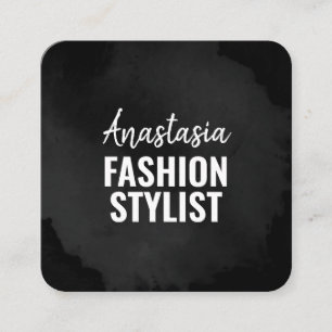 Chic Modern Luxury Plain Black Simple Minimalist Square Business Card