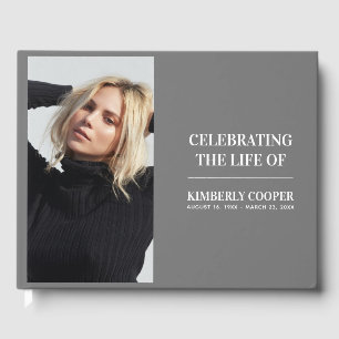Chic Modern Memorial Photo   Keepsake Guest Book