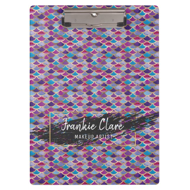 Chic Modern Mermaid Scale Abstract Pattern Clipboard (Front)