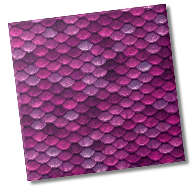 Chic Modern Metallic Pattern Tile (Girly Metallic Pink Purple Mermaid Scales Pattern ceramic tile)