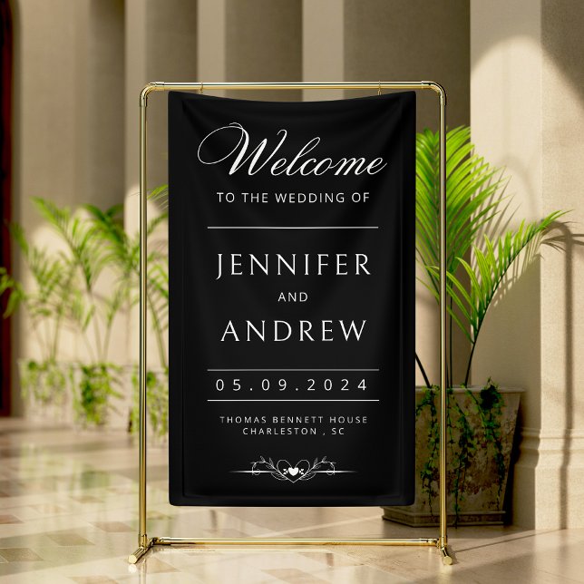 Chic, Modern, Minimal Black Wedding Welcome Banner (Creator Uploaded)