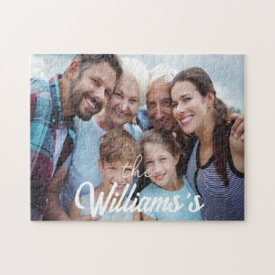 Chic Modern Minimal   Christmas Family Photo Jigsaw Puzzle