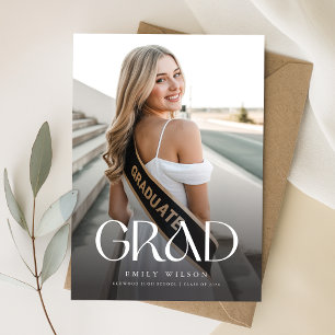 Chic Modern Minimal Photo Graduation Invitation  Postcard