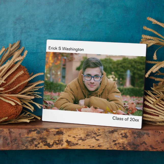 Chic Modern Minimalist Graduate Photo Desktop  Plaque (Side)