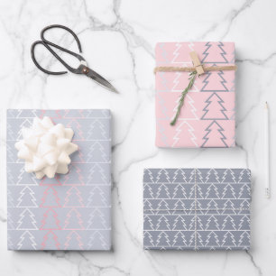 Chic Modern Minimalist Gray Pink Wrapping Paper Sheet