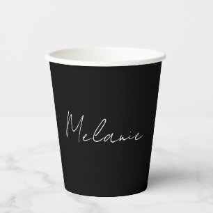 Chic Modern Minimalist Hand Lettered Name Paper Cups