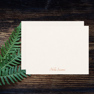 Chic Modern Minimalist Ivory & Orange Personalized Card