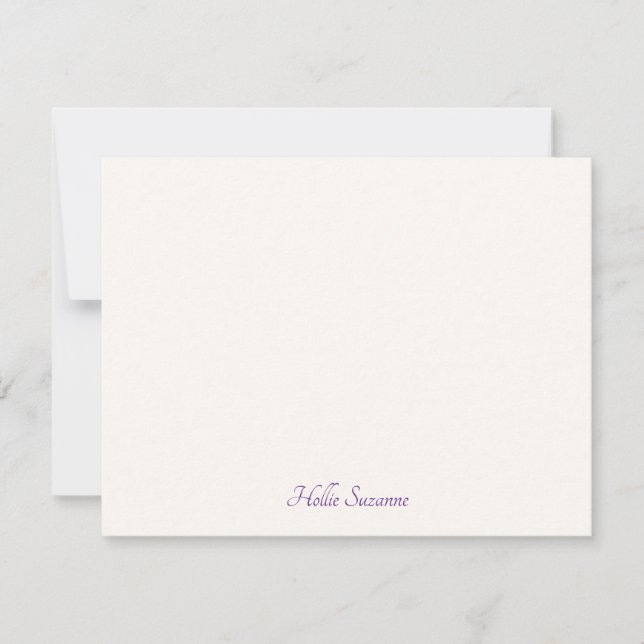 Chic Modern Minimalist Ivory & Purple Personalized Card (Front)