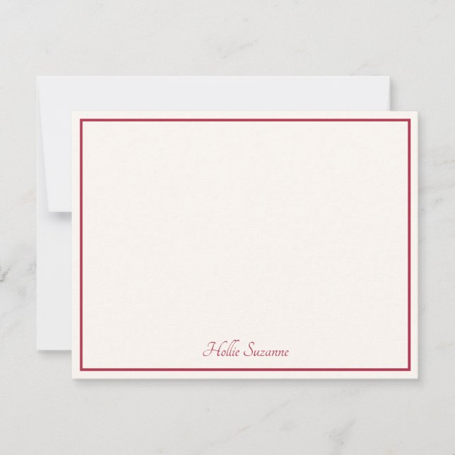 Chic Modern Minimalist Ivory & Red Personalized  Card (Front)