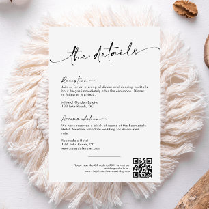 Chic Modern Minimalist Script Wedding Details Enclosure Card