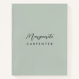Chic Modern Minimalist Signature Script Sage Green Notebook