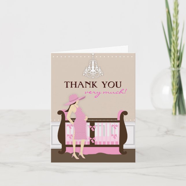 Chic Modern Mom Baby Shower Thank You Card (Front)