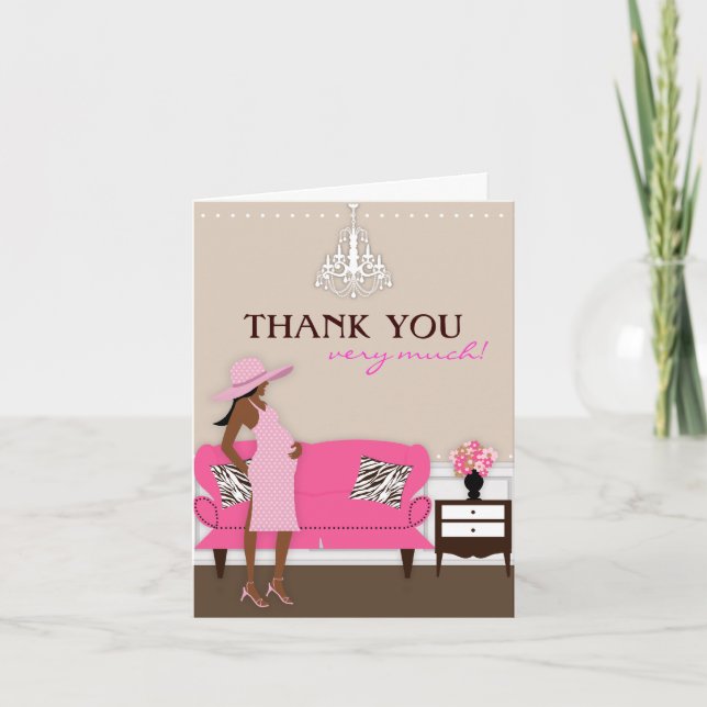 Chic Modern Mom Baby Shower Thank You Card (Front)