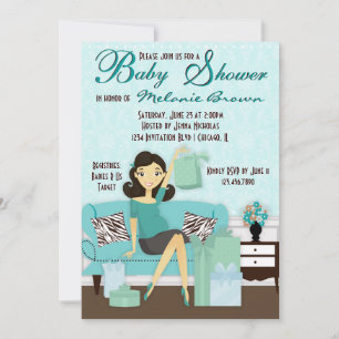 Chic Modern Mom with Gifts Baby Shower Invite