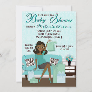 Chic Modern Mom with Gifts Baby Shower Invite